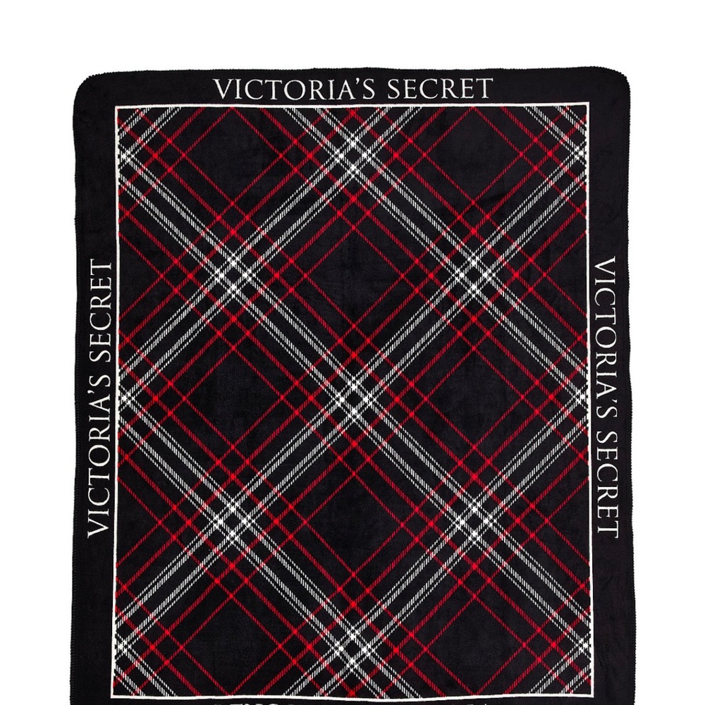 Victoria’s Secret Red & Black plaid tartan blanket throw